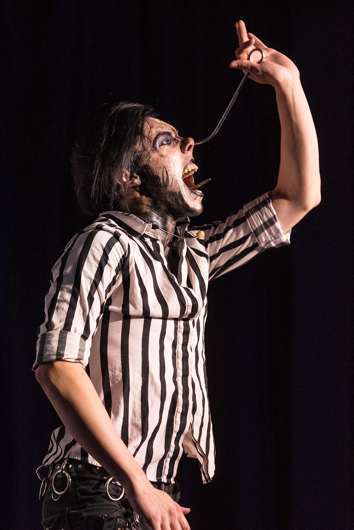 Auzzy Blood will perform his signature trick Wednesday night, driving a giant corkscrew through his face. Blood formerly performed with Cirque du Soleil in Las Vegas.