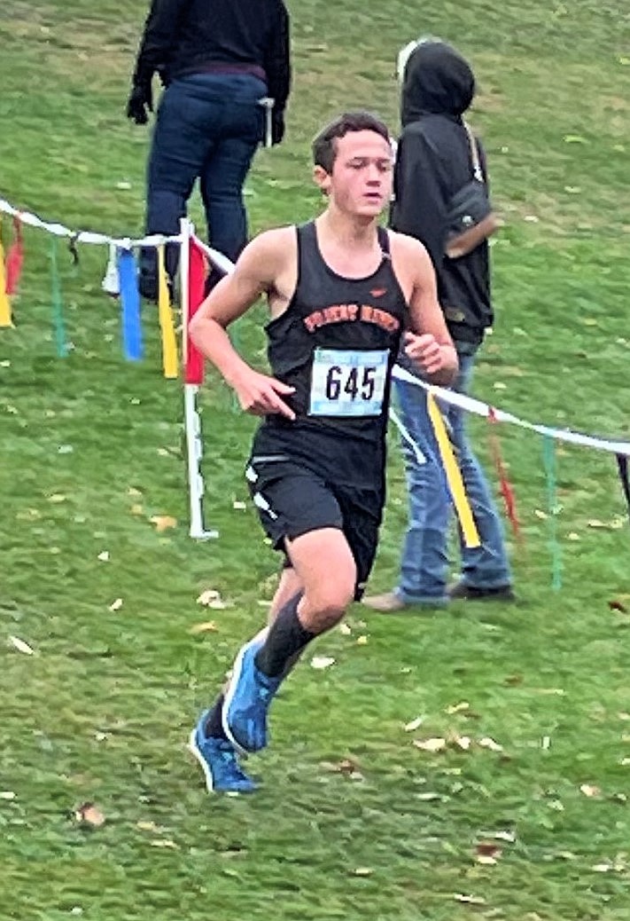 Dylan Lord competes in the 3A state meet on Saturday at Eagle Island State Park.