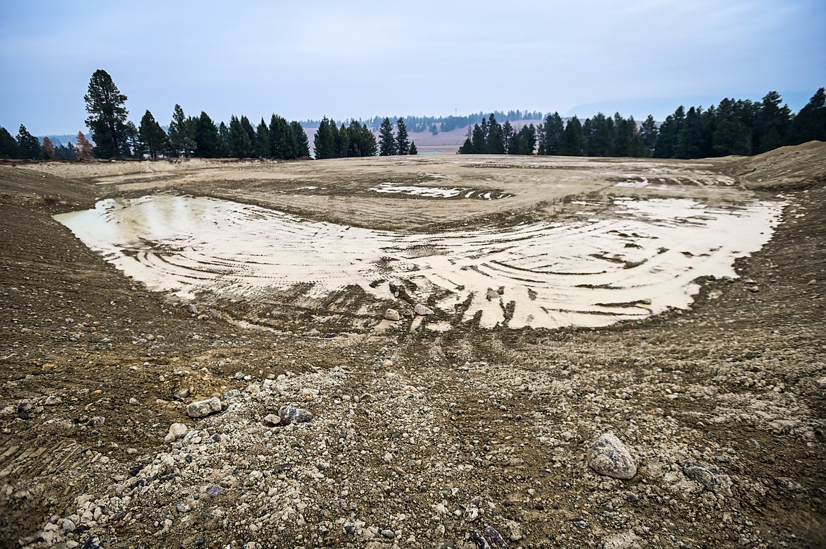 The view atop a berm overlooking the development of a baseball stadium for Kalispell's new Pioneer League team located at the former Montana Raceway Park along Highway 93 on Wednesday, Nov. 3. (Casey Kreider/Daily Inter Lake)