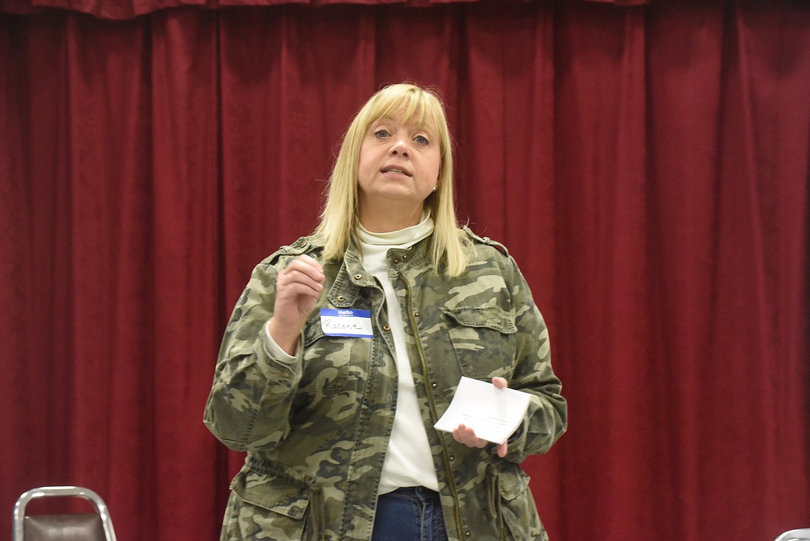 Glacier County Tourism President and CEO Racene Friede speaks at a meeting last week at the Paradise Center in Sanders County. (Scott Shindledecker/Valley Press)