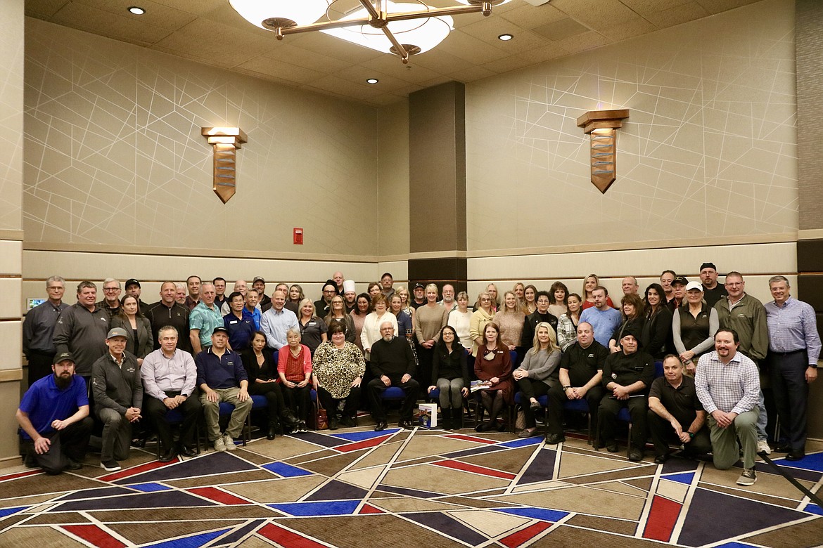 Pictured are Team Members who have worked for Hagadone Hospitality for 20 years or more. There are 141 team members that have been with Hagadone Hospitality 20+ years and 45 team members for 30+ years. Their service was recognized at the annual After 5 Club luncheon at the Coeur d'Alene Resort. HANNAH NEFF/Press