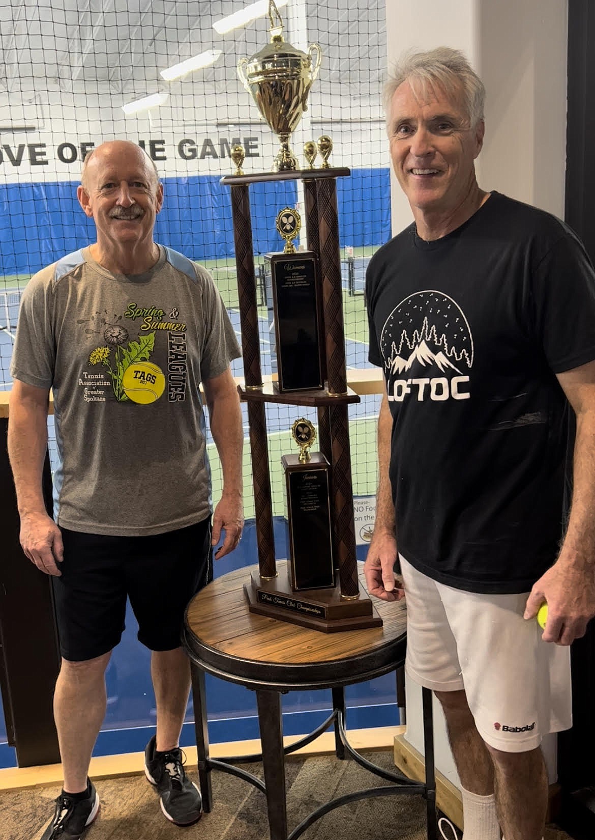 Courtesy photo
David Roth, left, and John Williams won the men's 4.0 doubles championship at the recent Peak Tennis Club Member Tournament in Hayden.