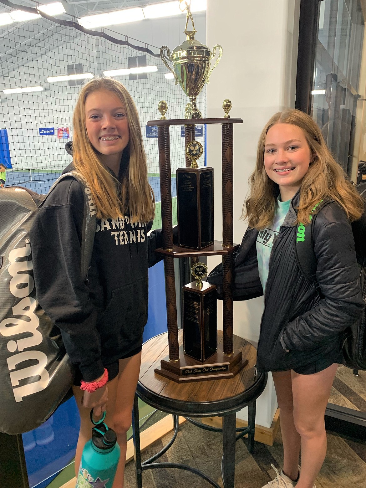 Pepper Rickert, left, and Joy Clark won the women's open doubles championship at the recent Peak Tennis Club Member Tournament in Hayden.