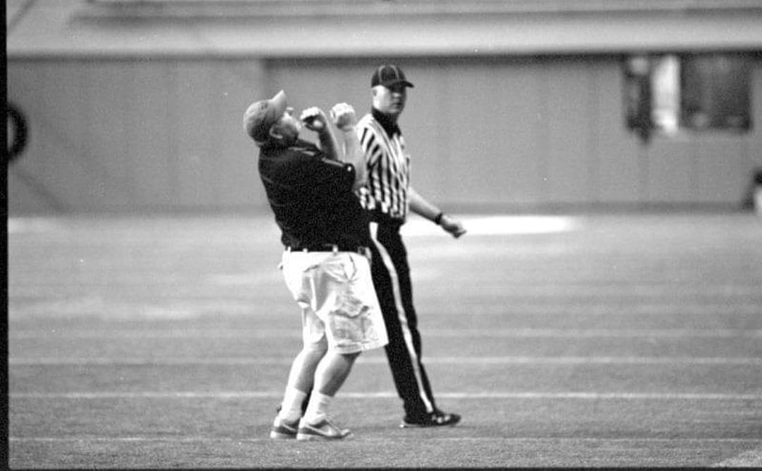 LESLIE MCPHAIL/Special to the Press
Wallace High football coach Dave Rounds expresses his displeasure with a call during a game at the Kibbie Dome in Moscow.