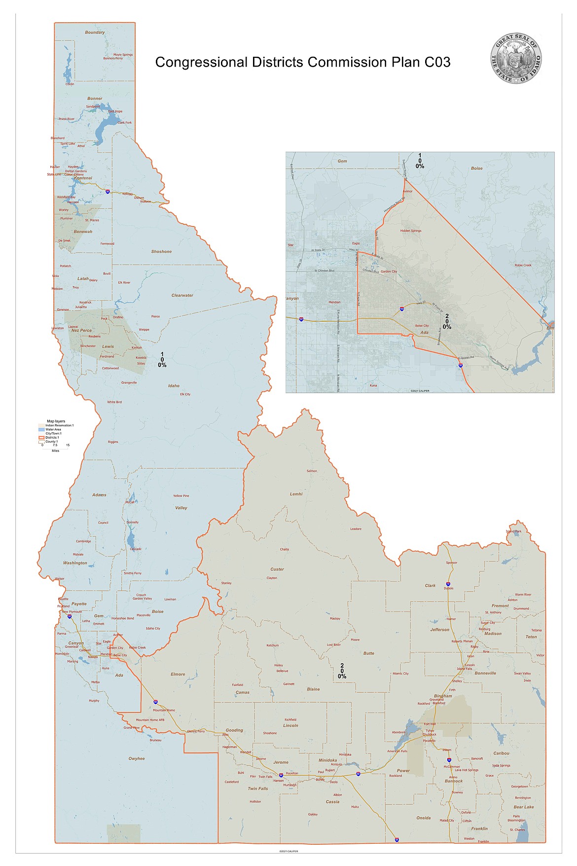 Idaho’s bipartisan redistricting commission voted 4-2 to approve a new congressional map which splits Ada County but divides Idaho’s population in half.