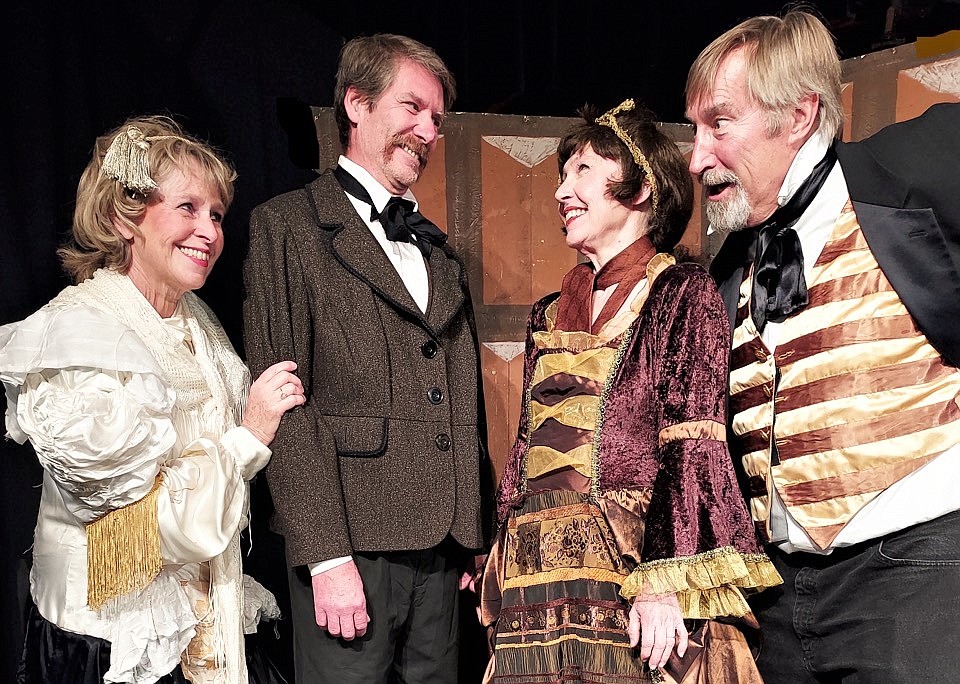 Marty Maqurek, far left, appears as Jenny Mitchel with husband John Mitchel, far right, played by John Glueckert. The husband-and-wife team arrange to have 
Thomas Francis Meagher, played by Mike Gillpatrick, meet New York socialite Elizabeth Townsend, portrayed by Ann Peacock. (Courtesy photo)