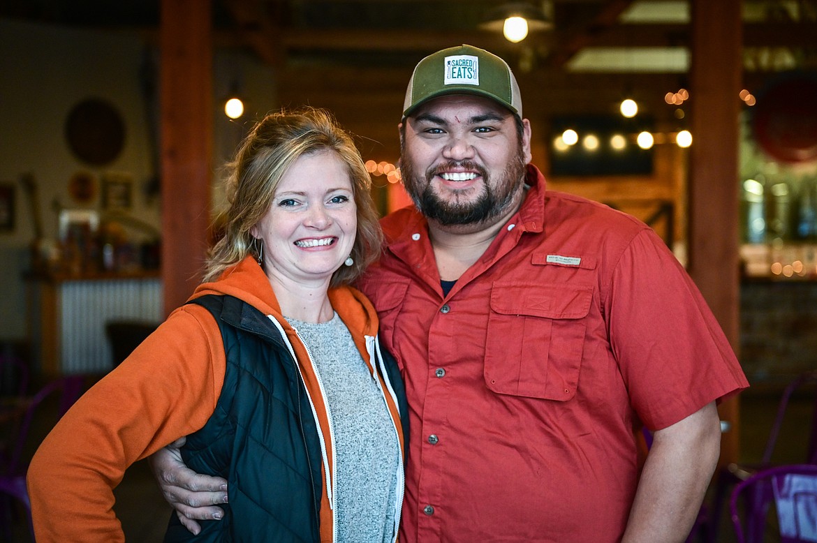 Kallai and Chris Boyce of Sacred Eats at Sacred Waters Brewing Company on Friday, Nov. 12. (Casey Kreider/Daily Inter Lake)