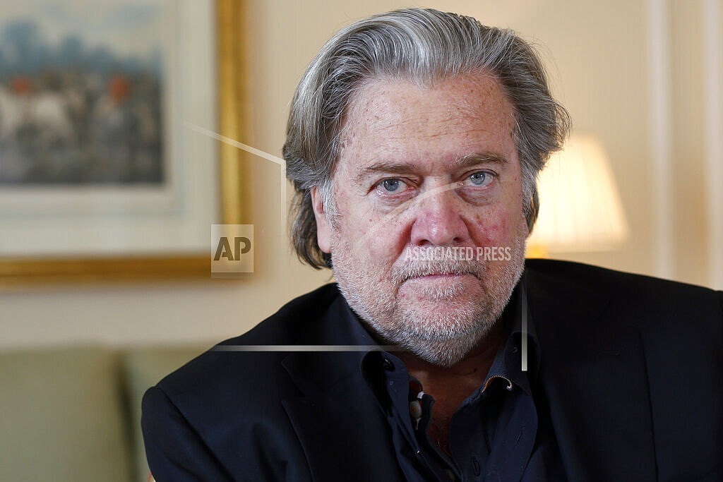 Former White House strategist Steve Bannon poses prior to an interview with The Associated Press, in Paris, May 27, 2019. Bannon, a longtime ally to former President Donald Trump, was indicted Friday, Nov. 12, 2021, on two counts of contempt of Congress after he defied a congressional subpoena from the House committee investigating the insurrection at the U.S. Capitol. (AP Photo/Thibault Camus, File)