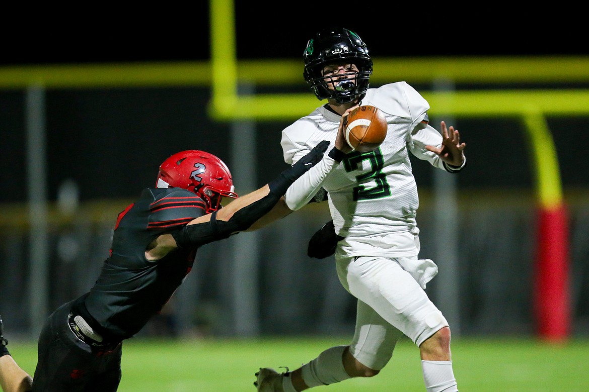 Levi Balison forces Blackfoot quarterback Jaxon Grimmett to fumble the ball out of bounds on Friday.