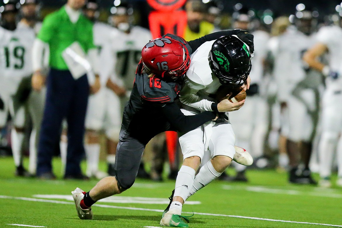 Jack Zimmerman sacks the Blackfoot quarterback on Friday.