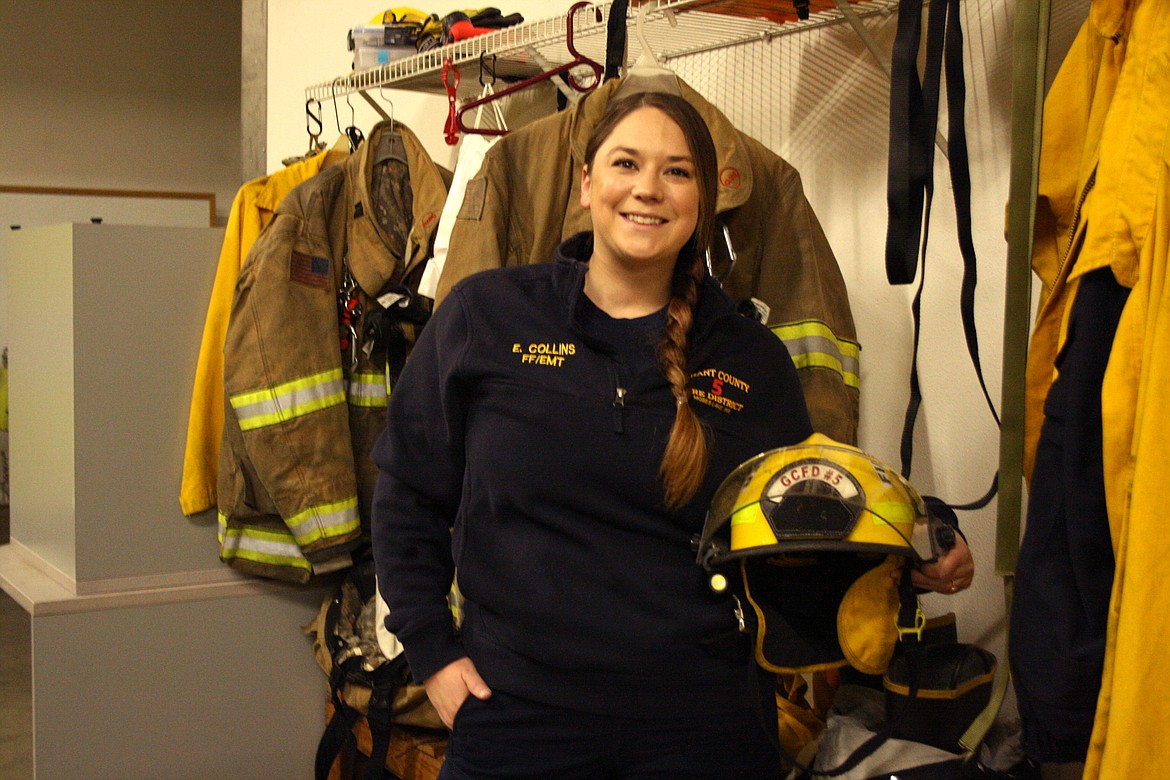 Emily Collins, volunteer with Grant County Fire District 5, said the chance to help the community and the camaraderie among the firefighters make it a rewarding experience.