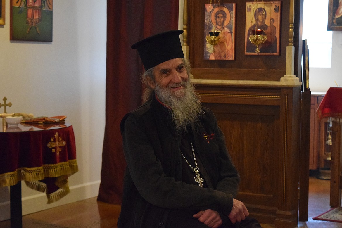 Father Paul Jaroslaw, priest at the Prophet Elijah Antiochian Orthodox Mission who leads worship at the Moses Lake Orthodox Fellowship Chapel twice a month, sits during the visit of Metropolitan Joseph to Moses Lake on Friday.