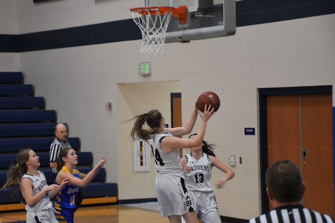 Kaylee Sumpter scoring a lay up against North Idaho Christian Monday night.