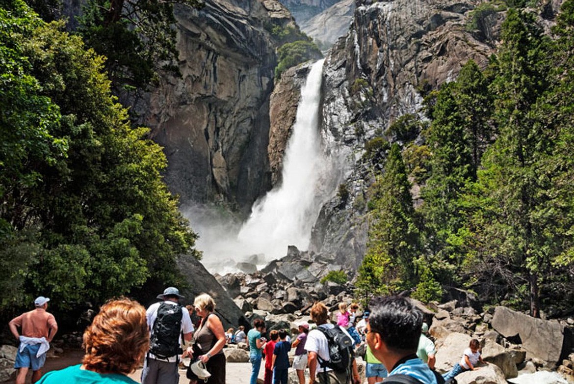 A popular visitor attraction at Yosemite is Yosemite Falls, dropping 2,425 feet from the top of the upper fall to the base of the lower fall.