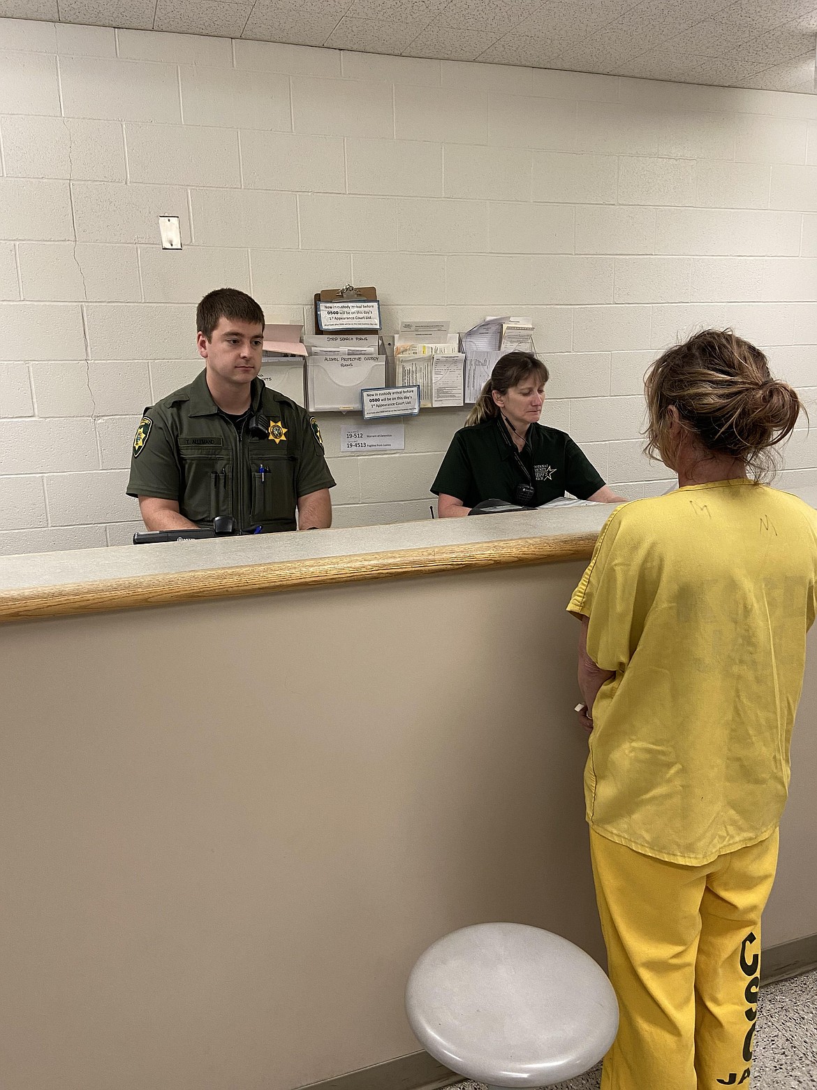 KCSO Dep. Allemand and Jail Clerk Tappa worked Friday night at the county jail, when eight special handling cells were occupied by inmates who were reportedly assaultive, suicidal or in custody for crimes against children. Courtesy photo.