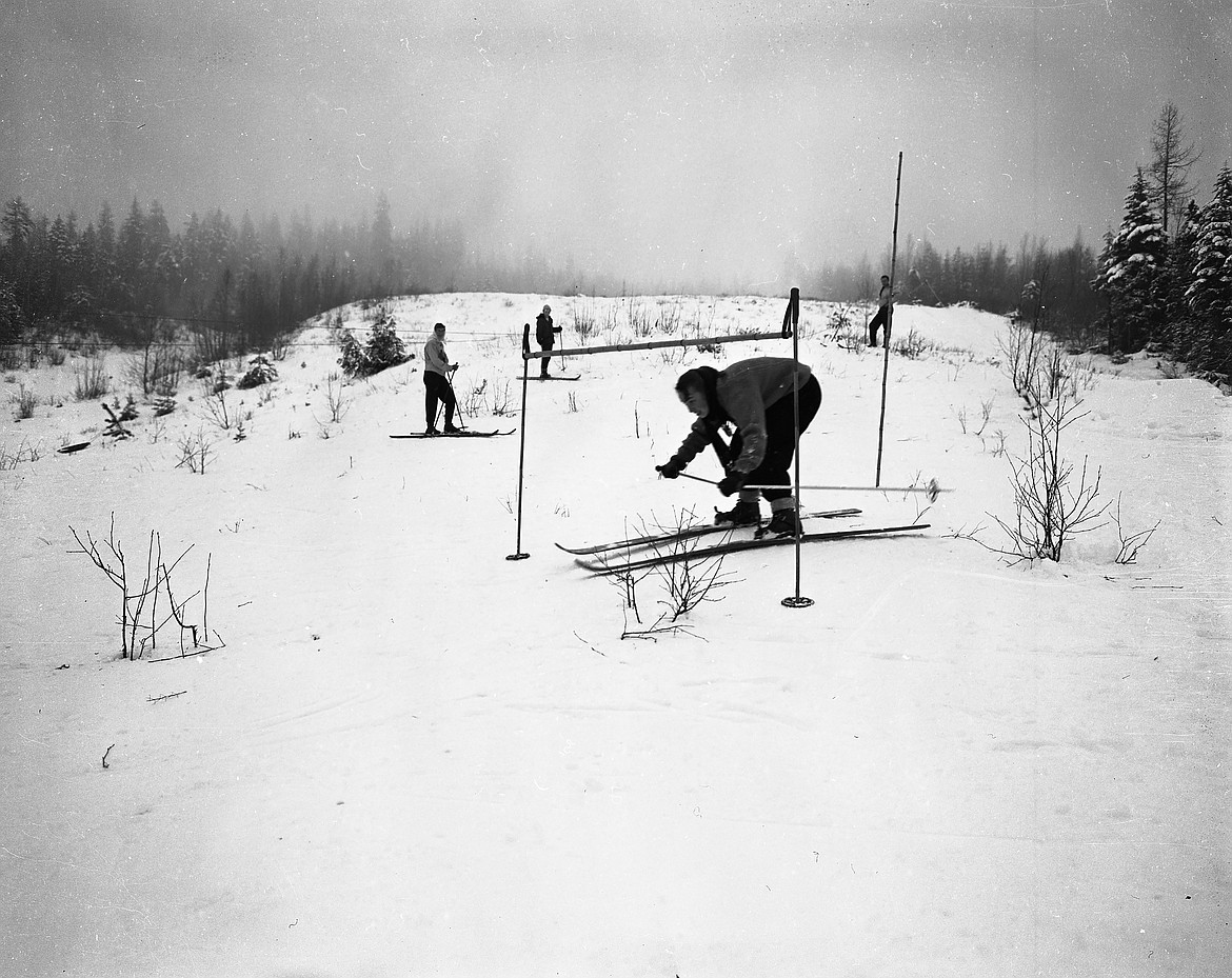 A skier tests their skill in this historic photo from the Bonner County History Museum. Kaniksu Land Trust is hoping to acquire the property, which is located near the Pine Street Woods.