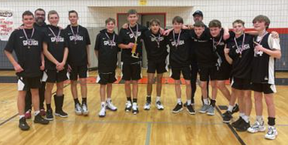 Courtesy photo
The North Idaho Splash eighth-grade basketball team won the River City Tournament in Post Falls on Nov. 13-14. They went 5-0 for the tourney, defeating the Palouse Predators in the championship game 46-21. In the front row from left are Will Jackson, Jackson Bowman, Beau Pearson, Tyson Ruggiero, Peyton Hillman, Ian Williams, Wren Jackson, Jake Hill, Andy Everson, Paxton Winey and Jace Taylor; and back row from left, coaches Chris Pearson and Sean Taylor.