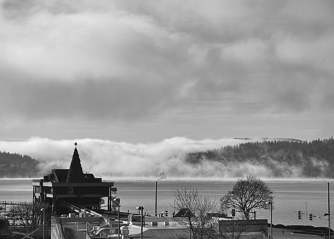 A cloud bank spills onto Lake Coeur d'Alene mid-morning Monday.
JUDITH YANCEY/Special to The Press