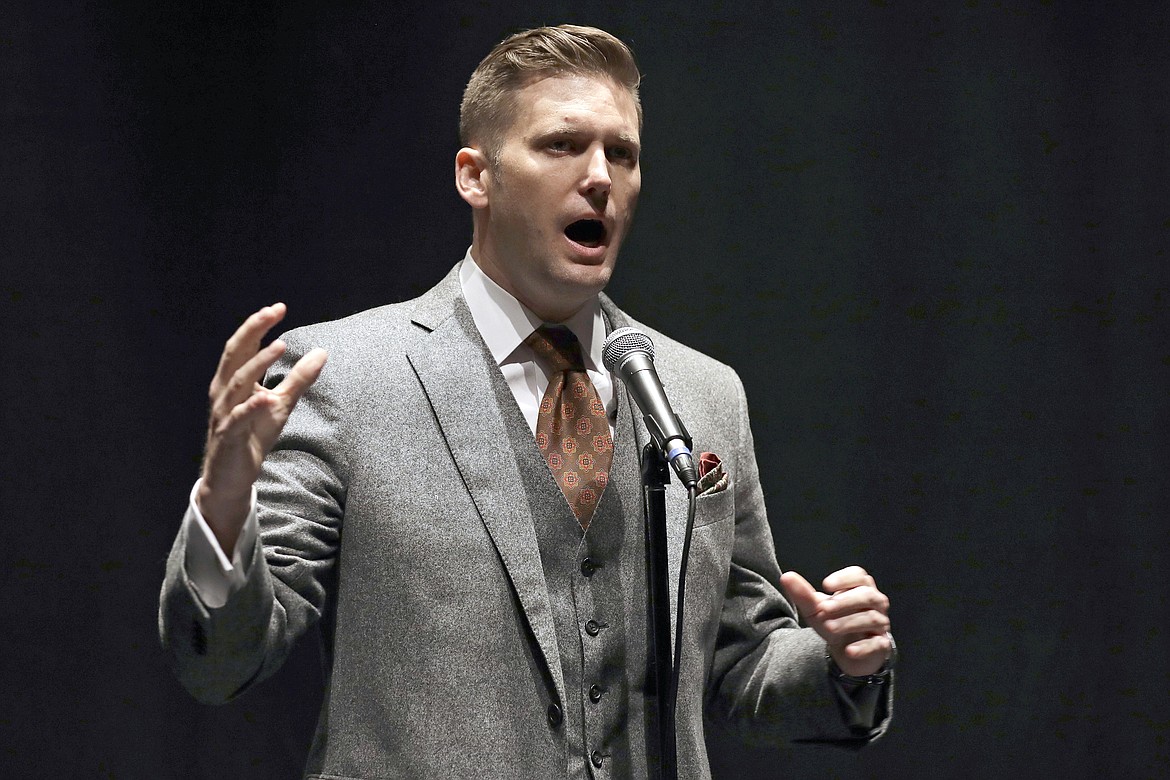 White nationalist Richard Spencer speaks at the University of Florida on Oct. 19, 2017 in Gainesville, Fla.