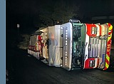 Fire truck overturns while returning to station