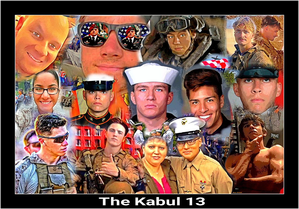 Alan Golub's "The Kabul 13" commemorates the 13 American service members that were killed in an attack on the Kabul Airport in late August. Photo courtesy Alan Golub.