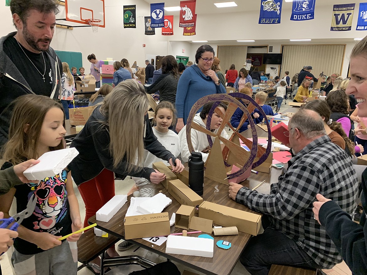 Over 200 students and parents in the Lakeland Joint School District gathered to create projects for the 4th annual Global Cardboard Challenge at Lakeland Middle School on Oct. 27. Courtesy photo