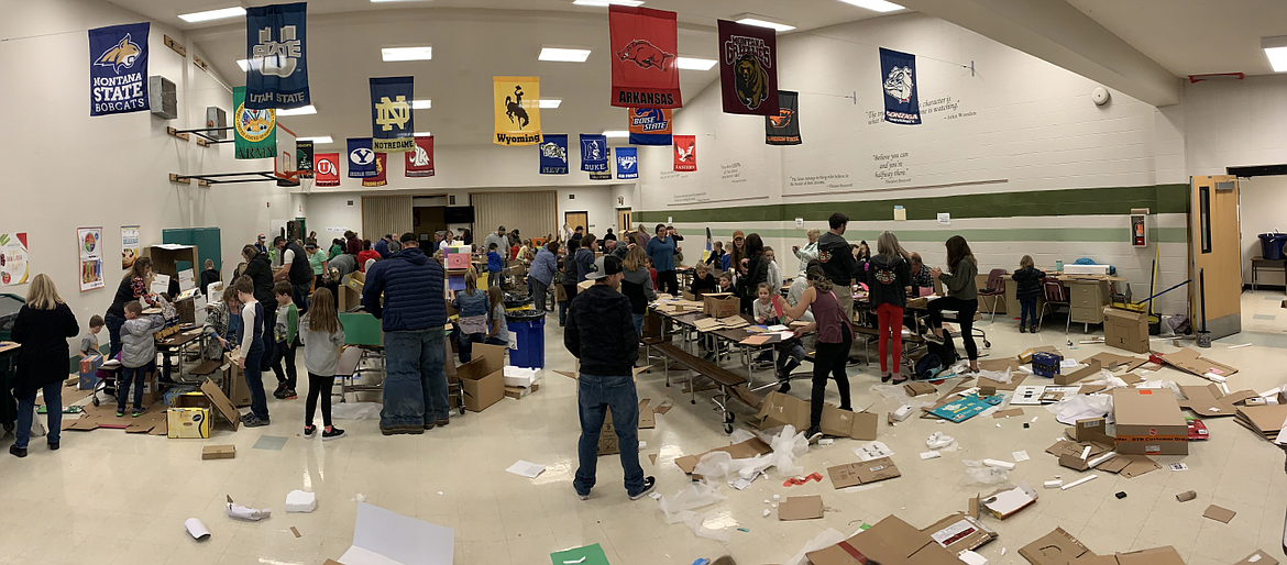 Over 200 students and parents in the Lakeland Joint School District filled the Lakeland Middle School cafeteria on Oct. 27 for the 4th annual Global Cardboard Challenge. Courtesy photo