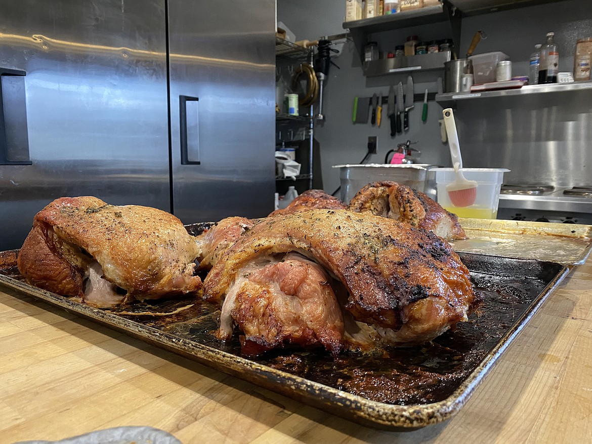 The Gateway Cafe in Plummer not only gave away more than 60 warm Thanksgiving meals on Thursday but also raised over $460 for their local food bank. (MADISON HARDY/Press)