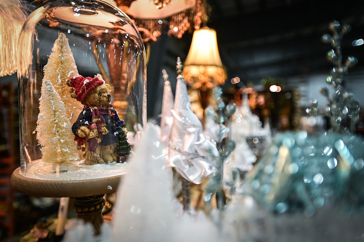 Christmas gifts on display at Kathy Christiansen's Kathy's Victorian stand at the Artists and Craftsmen of the Flathead's 40th annual Christmas show at the Flathead County Fairgrounds on Friday, Nov. 26. (Casey Kreider/Daily Inter Lake)