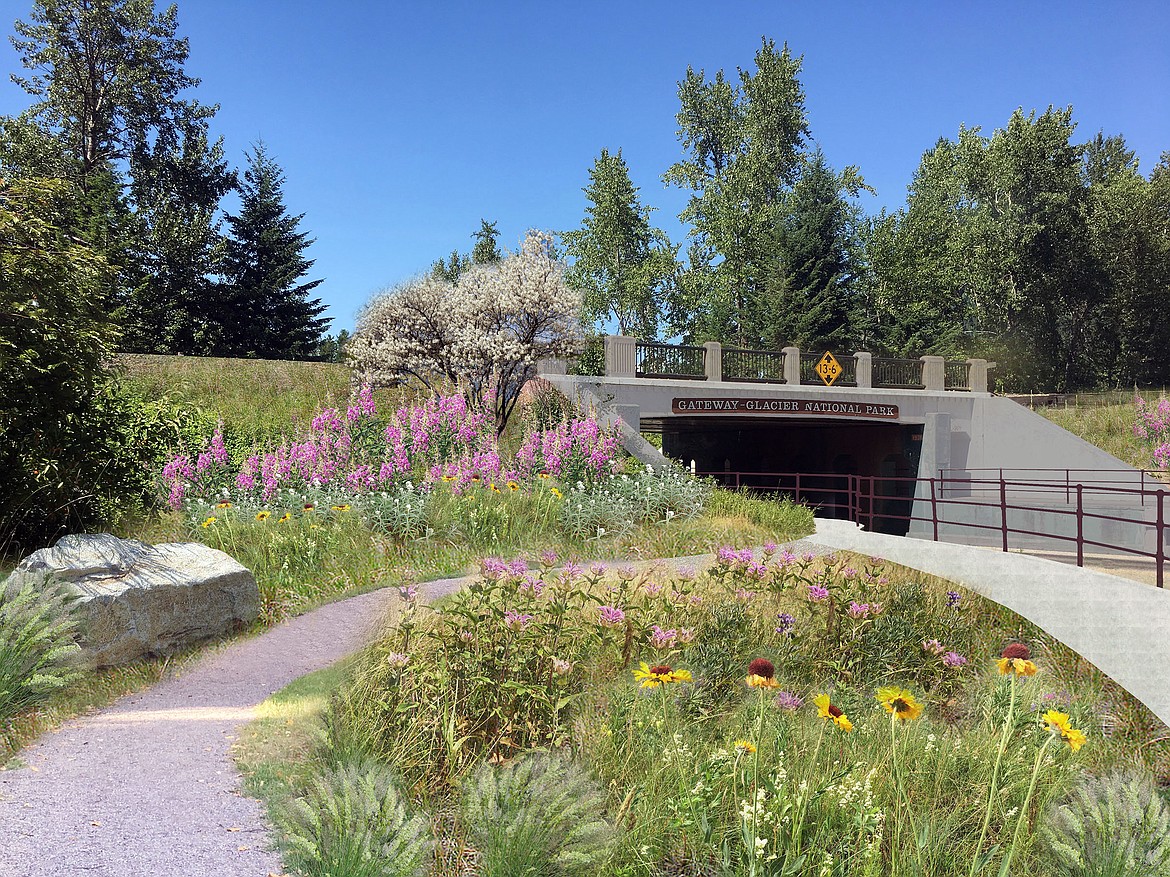 An artist's rendering provided by the Center for Native Plants shows a vision of the completed underpass restoration project in West Glacier. Work on the project could begin as early as spring 2022.