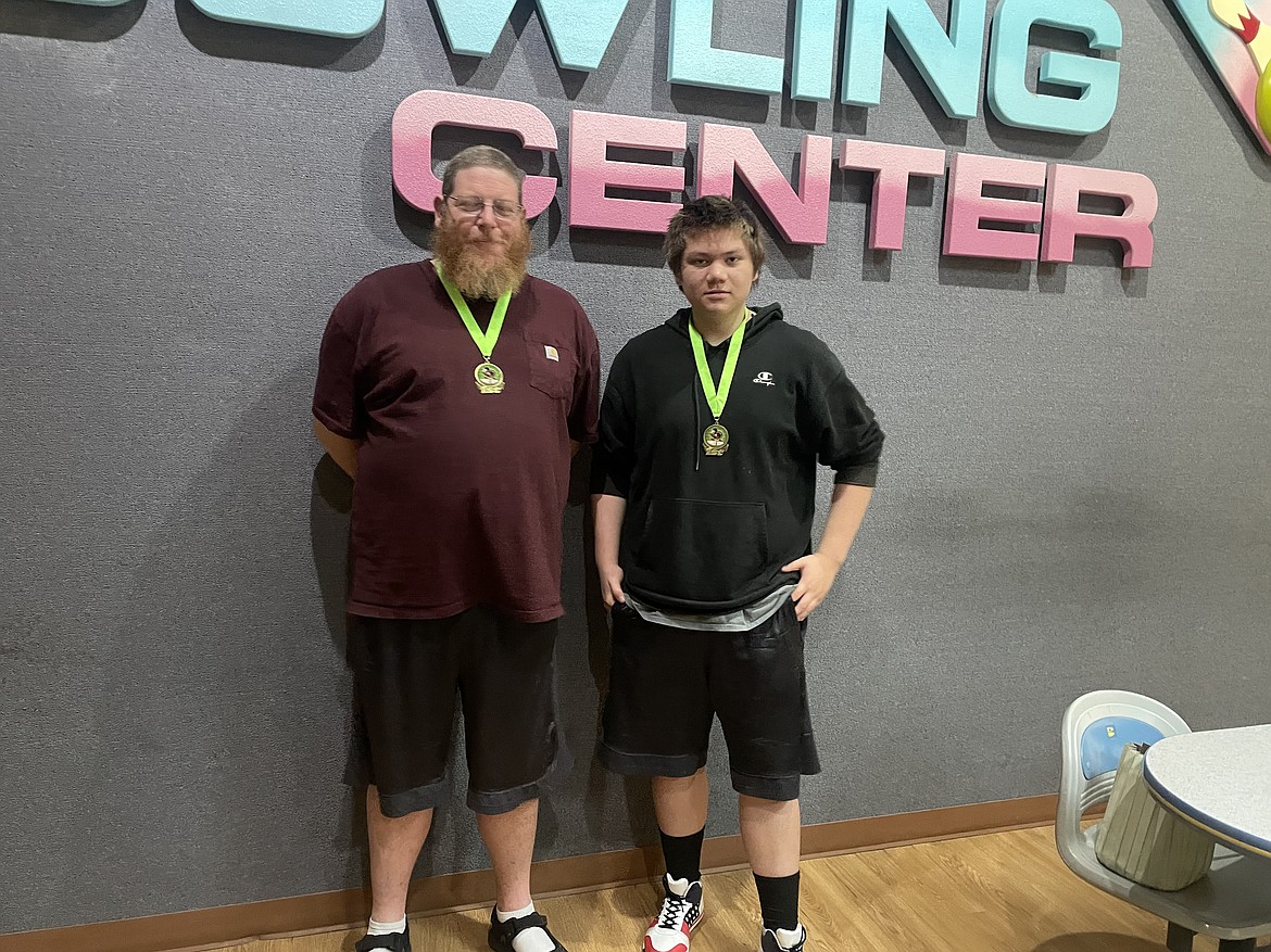 Courtesy photo
Sunset Bowling Lanes in Coeur d'Alene held its annual Scotch Doubles tournament on Saturday. Winners in the junior division was the team of Marc Buffington, left, and Gezus LaSarte.