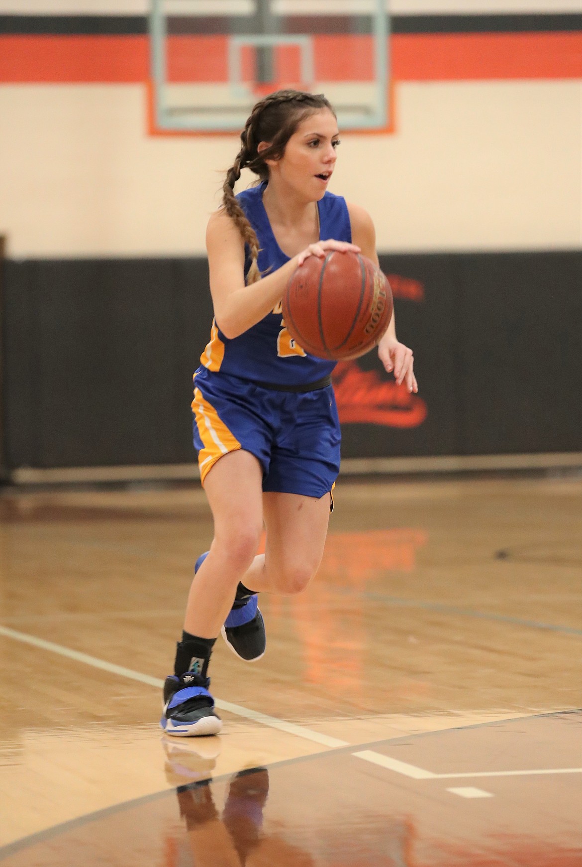 Paige Valliere looks to attack the paint during a game at Priest River last season.