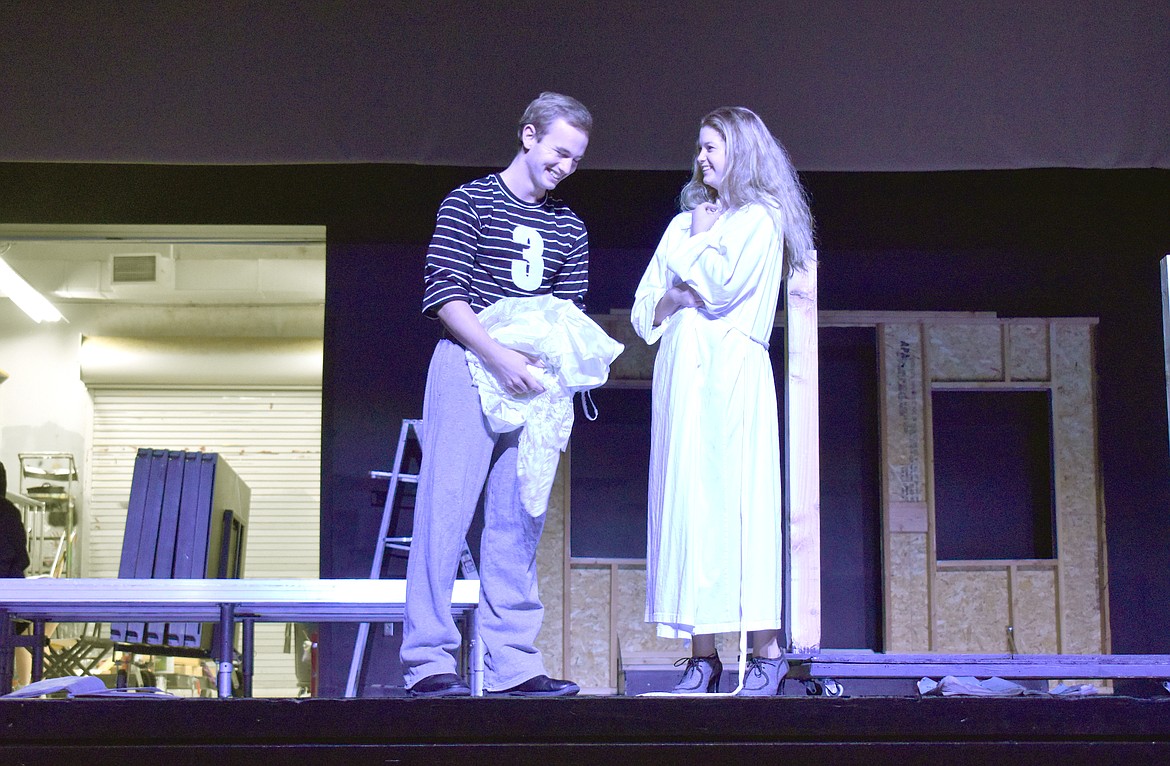 George Bailey, played by MLHS senior Ian Wiseman, and his wife Mary, played by senior Zoe Sterner, are seen in a flashback in the play “It’s a Wonderful Life.”