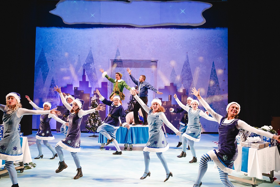 Big dance number in Macy's Toy Department featured in Whitefish Theatre Co.'s production of "Elf The Musical"- photo by Matt Wetzler at Thewmatt Photography