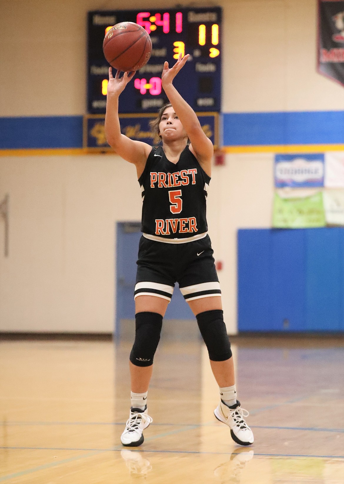 Priest River's Lilly Freitas attempts a free throw.
