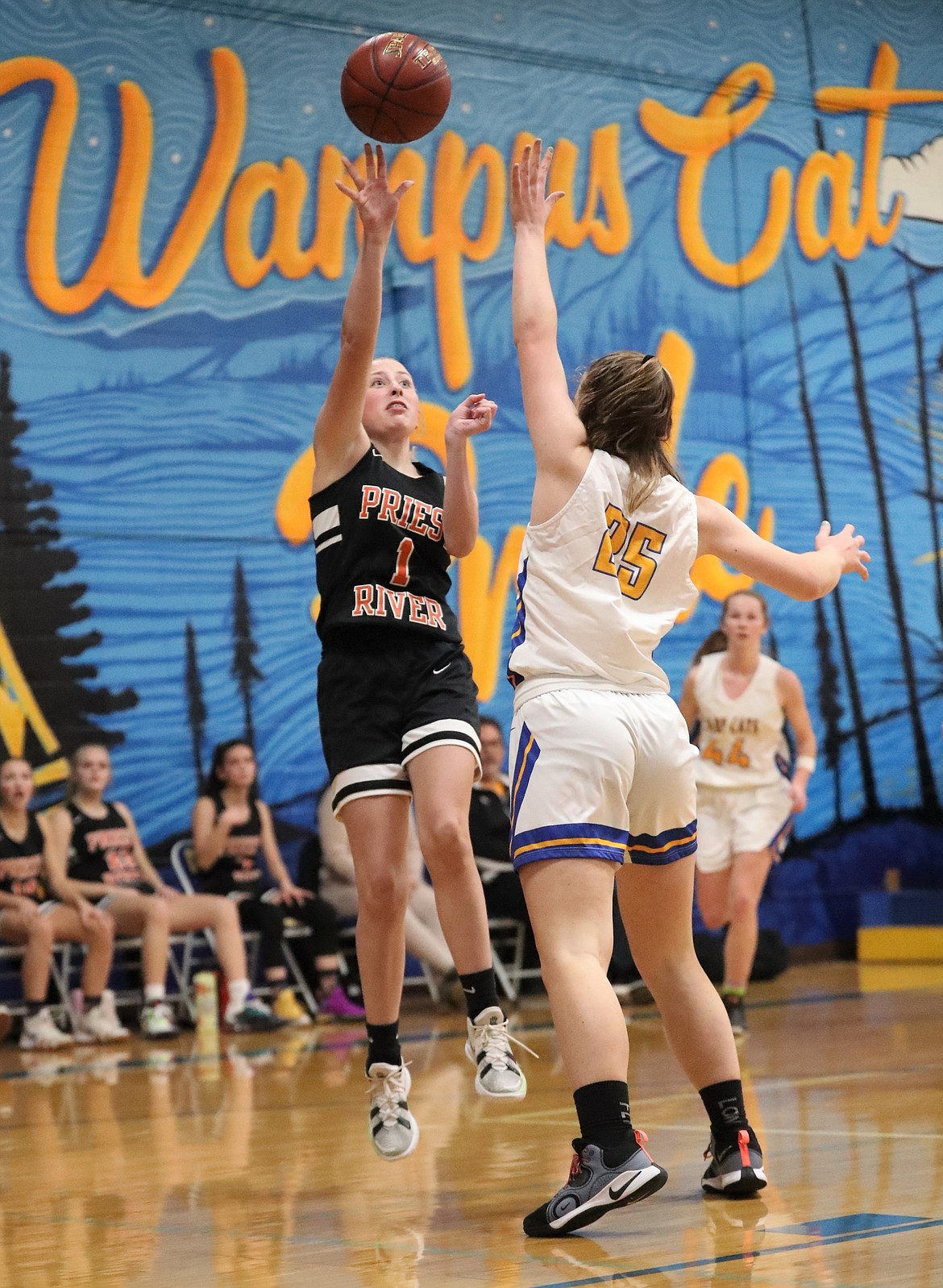 Priest River's Marley Burgess-Duquette elevates for a shot.