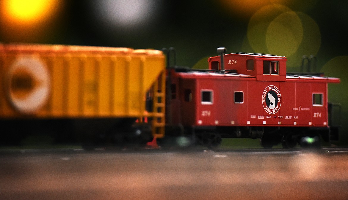 The model builders of the Flathead HO RR Module Group had several models with regional motifs on display, including this Great Northern Railway caboose. (Jeremy Weber/Daily Inter Lake)
