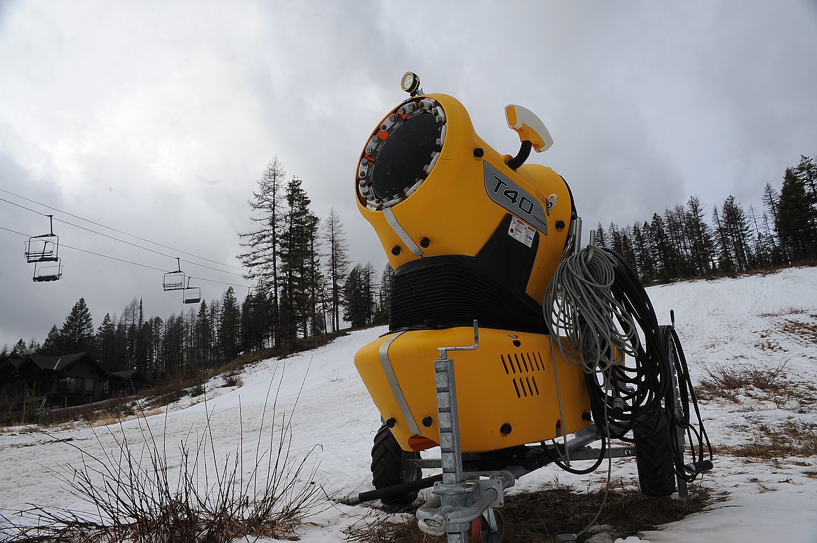 A snowmaking machine at Whitefish Mountain Resort on Dec. 2. (Matt Baldwin/Daily Inter Lake)