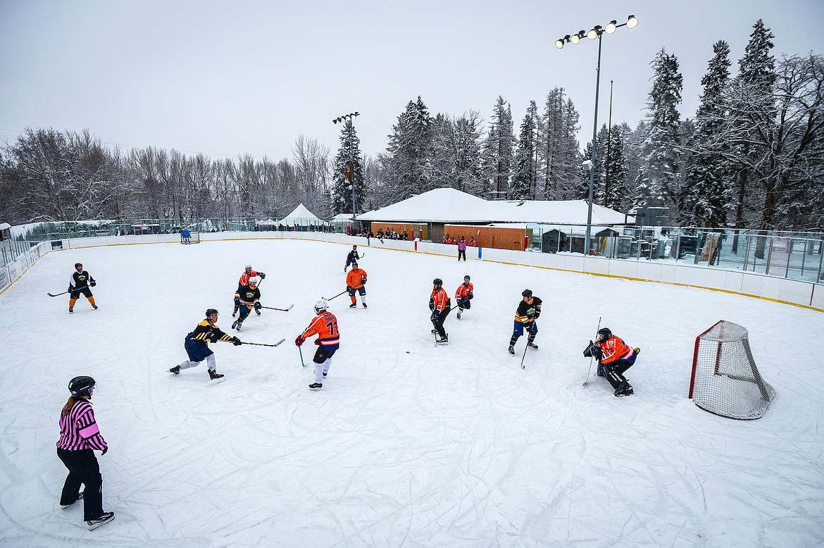 Tamarack Brewery faces off against the Idaho North Tropics at the Craft Brewers Cup at Woodland Park Ice Center in Kalispell on Saturday, Dec. 4. (Casey Kreider/Daily Inter Lake)