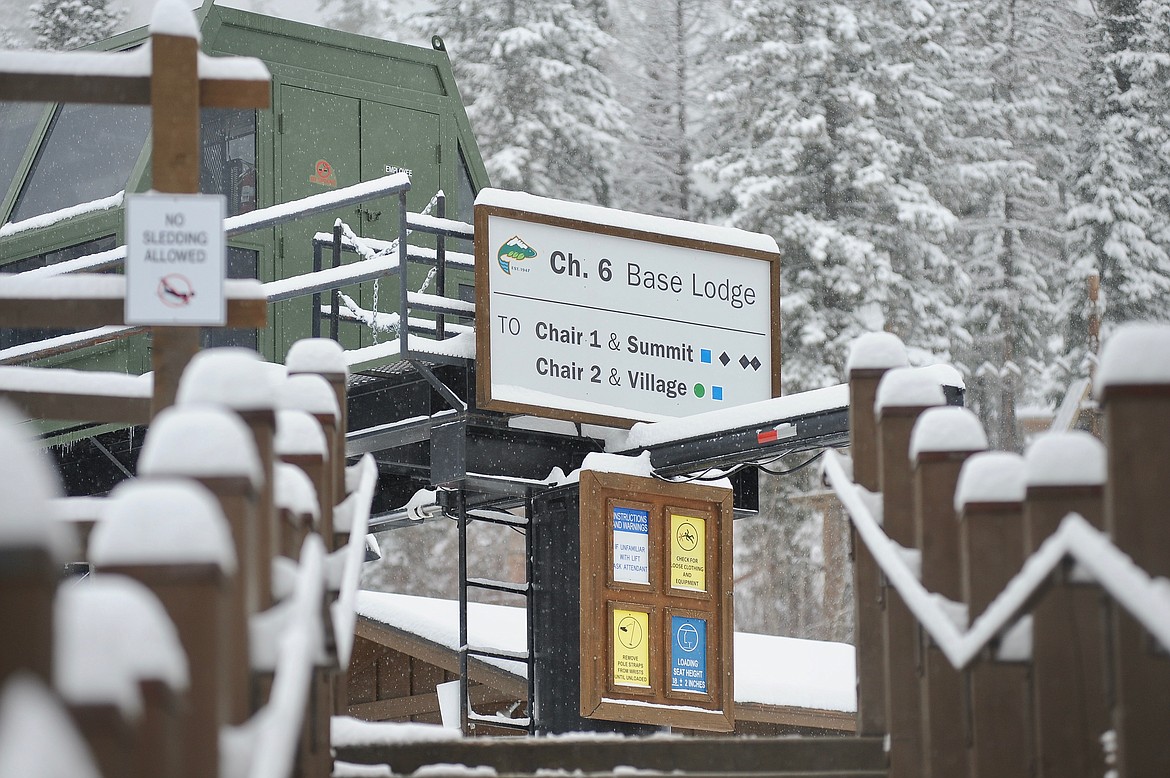 Fresh snow covers a stairway that leads to Chair 6 at Whitefish Mountain Resort on Saturday, Dec. 4. (Matt Baldwin/Daily Inter Lake)