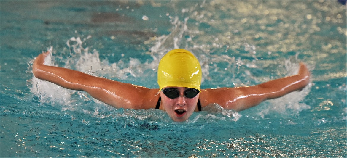 Polson's Hope Morrison won the 100 yard butterfly Saturday. (Scot Heisel/Lake County Leader)