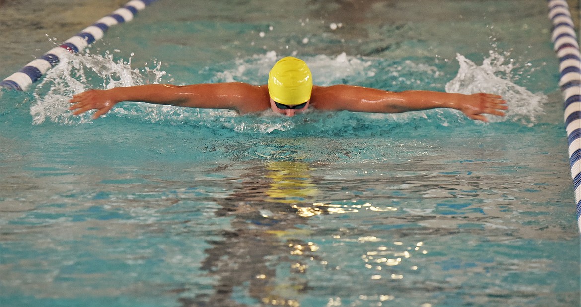 Lachlan Sloan finished third in the 100 butterfly and first in the 500 freestyle. (Scot Heisel/Lake County Leader)