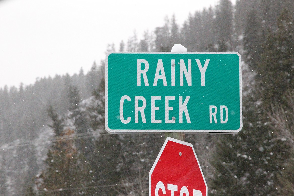 Rainy Creek Road turnoff from state Highway 37 on Dec. 6. (Will Langhorne/The Western News)
