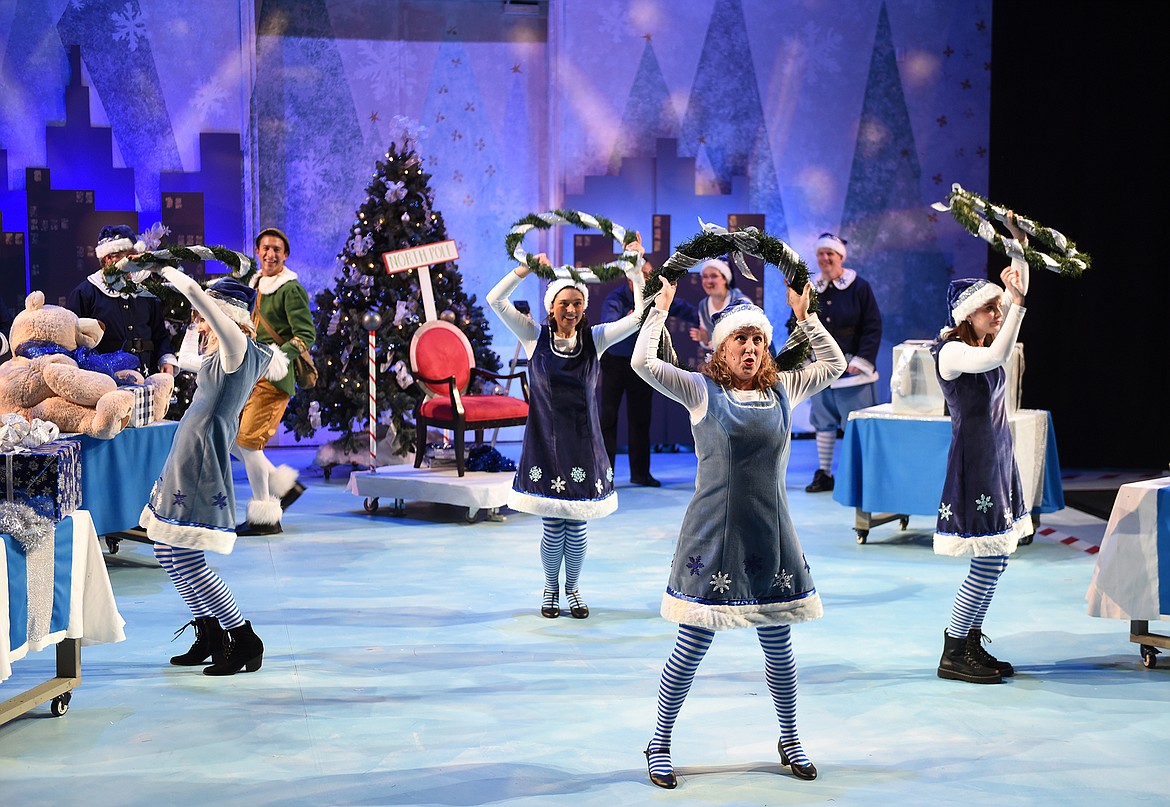 Elves perform during a dance sequence in Macy’s during the Whitefish Theatre Co.’s production of “Elf the Musical” last week at the O’Shaughnessy Center. (Heidi Desch/Whitefish Pilot)