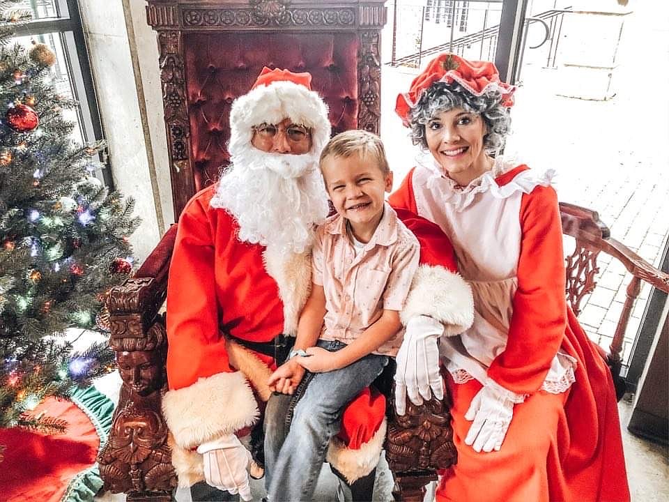 From left: Mr. Claus (Kyle Capps), Jaxten Oliver and Mrs. Claus (Kala Hall) at the Halo's One Hope Breakfast With Santa fundraiser. This years event will be held Saturday at Le Peep in Coeur d'Alene.