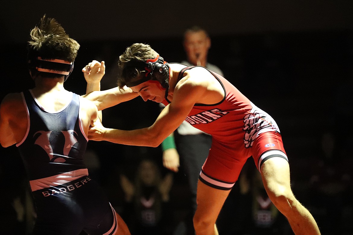 Wyatt Marker attempts to get a takedown during his 138-pound match Wednesday.