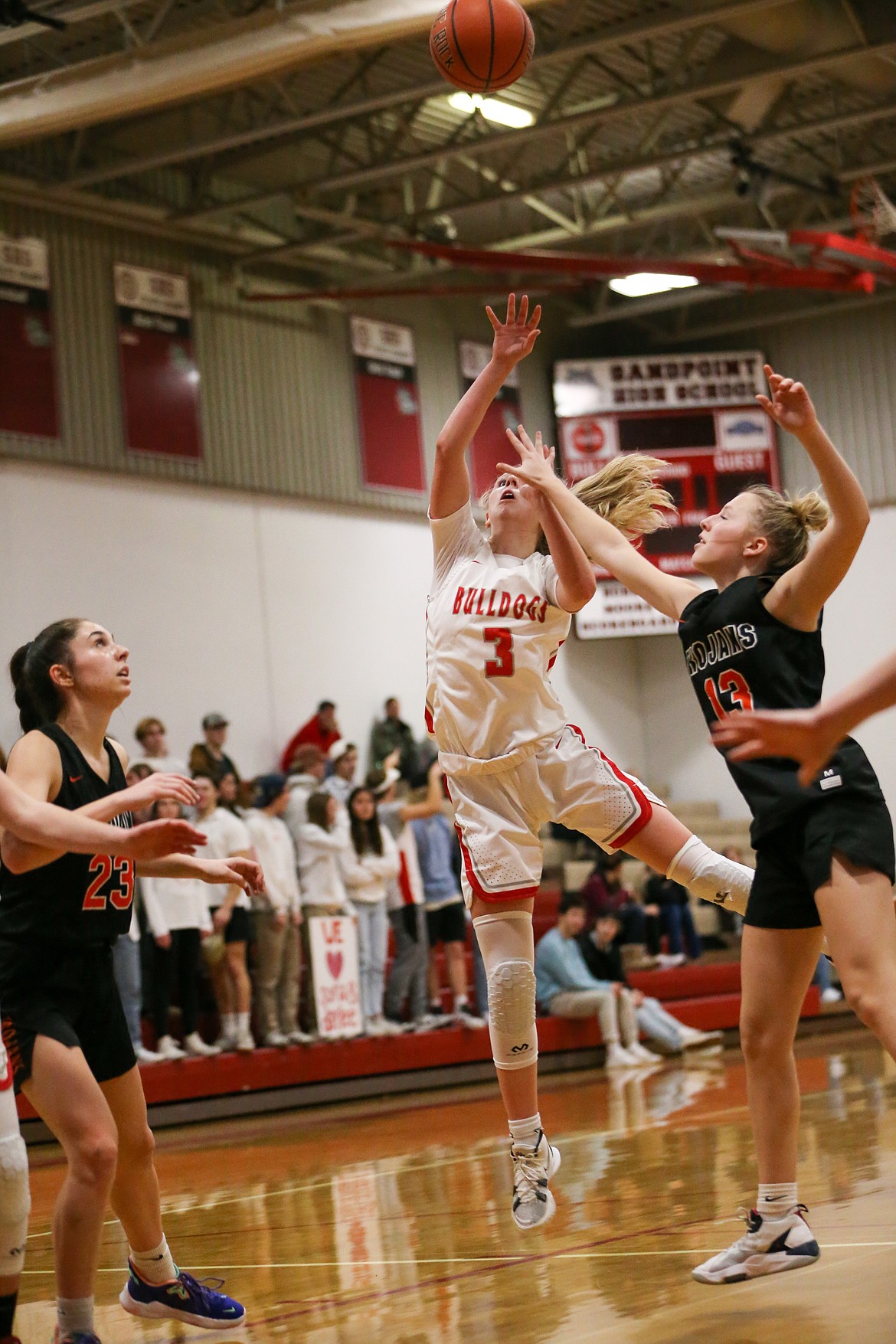 Daylee Driggs rises up to attempt a shot over the Post Falls defense Friday.