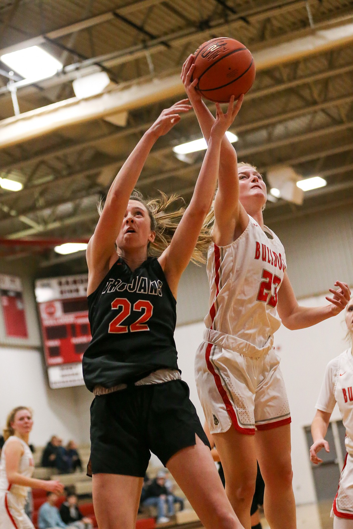 Sofia Platte (right) fights for a rebound Friday.