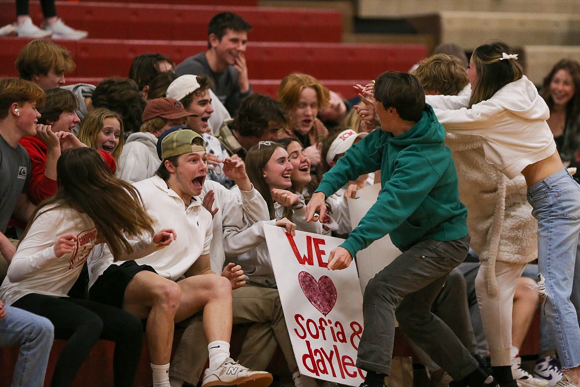 The Sandpoint students have some fun during a break in the action on the court.