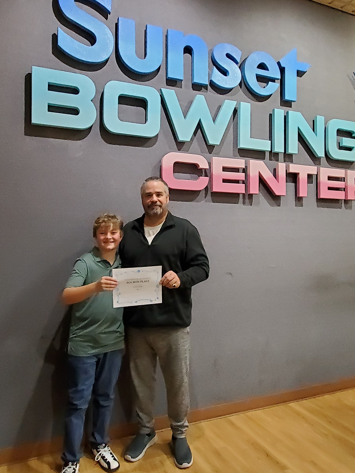 Courtesy photo
The 7th annual Tim Fristoe Youth/Adult Tournament was held Sunday at Sunset Bowling Center in Coeur d'Alene. Fourth place went to Carter Hilliard, left, and Brian Hilliard. Carter Hilliard earned a $55 scholarship.